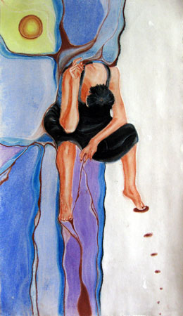 sitzende Frau abstrakt