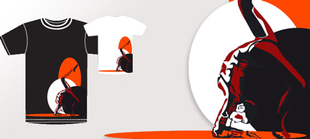 T-Shirt mit künstlerischem Akrobaten Aufdruck